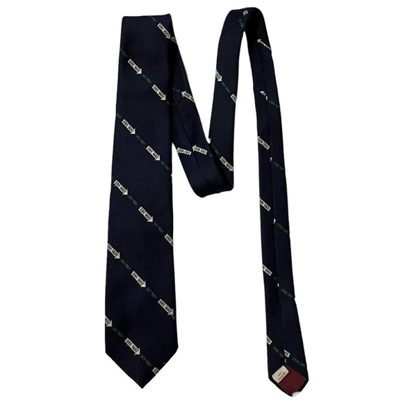 Creative Expressions By Alynn Neckwear Vintage Men Tie Navy Blue One Way… - Picture 3 of 6